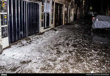 بارش شدید تگرگ در تهران (+تصاویر)