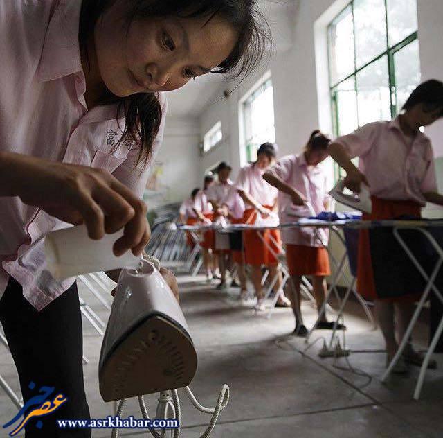 (عکس) آموزش اتو زدن به دختران چینی