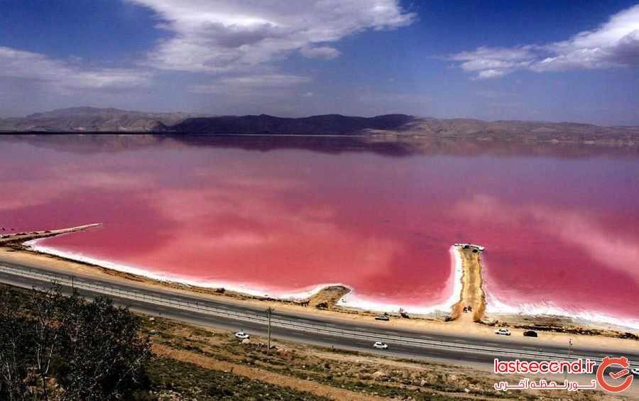 دریاچه نمک به رنگ خون در شیراز +تصاویر